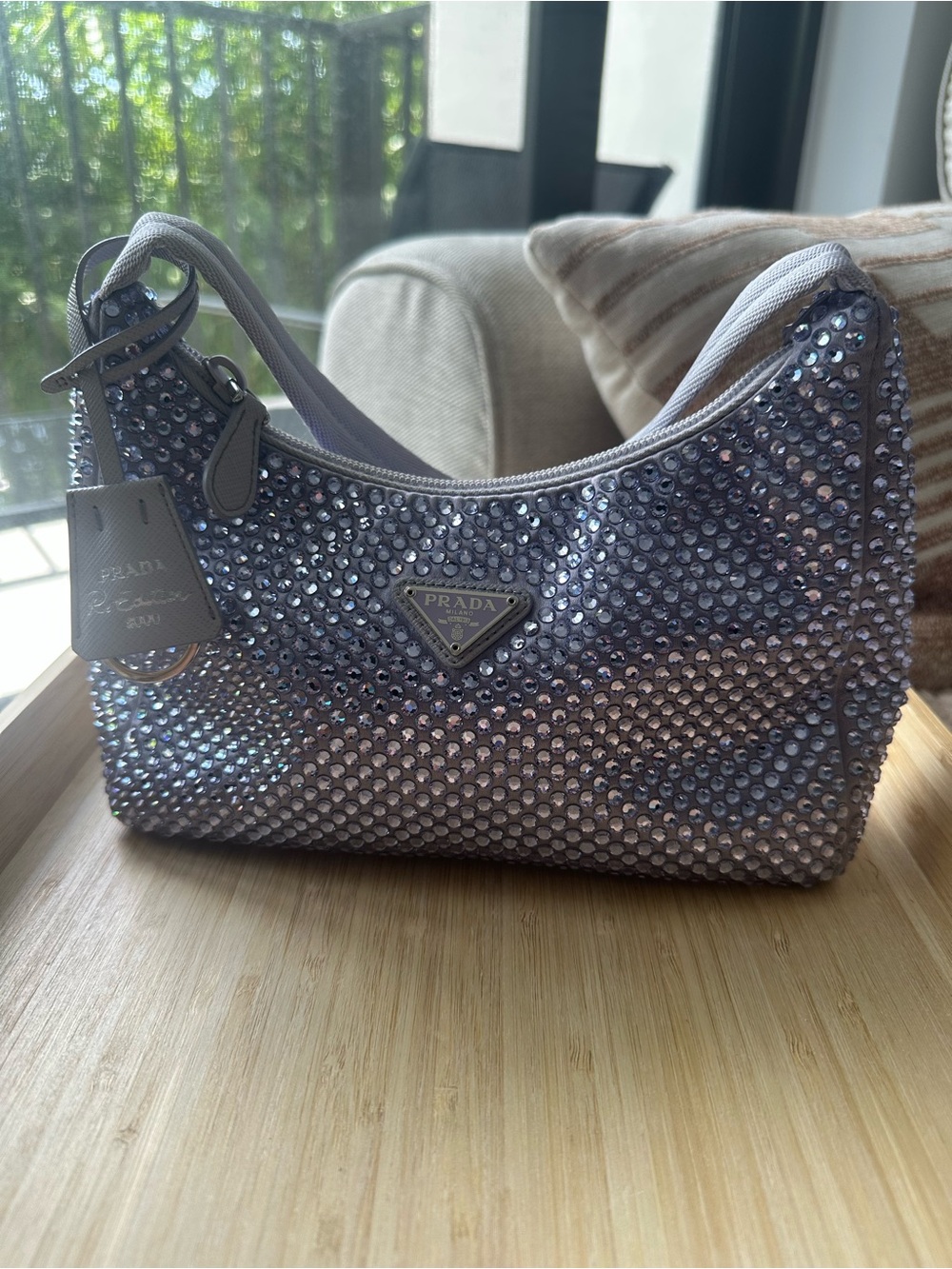 Prada Lilac Crystal Mini Shoulder Bag